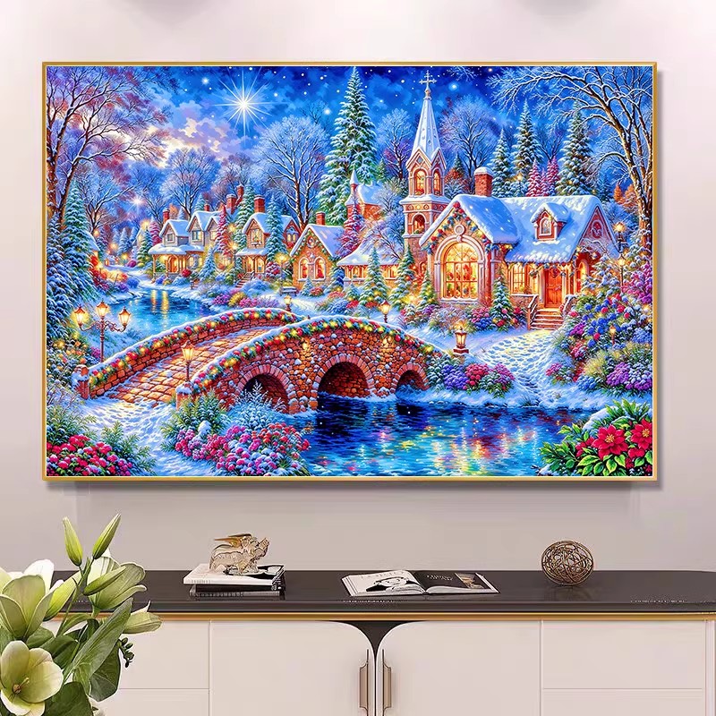 9ct 100x75cm Winter Church Emb - Embroidery Tas avis et prix