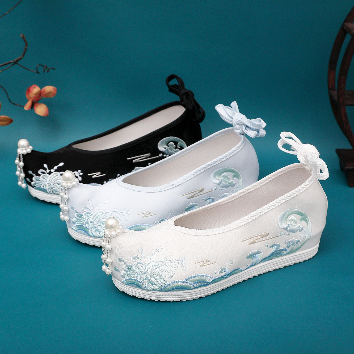 Waves Hanfu Shoes Female Embro - Embroidery Canvas avis et prix