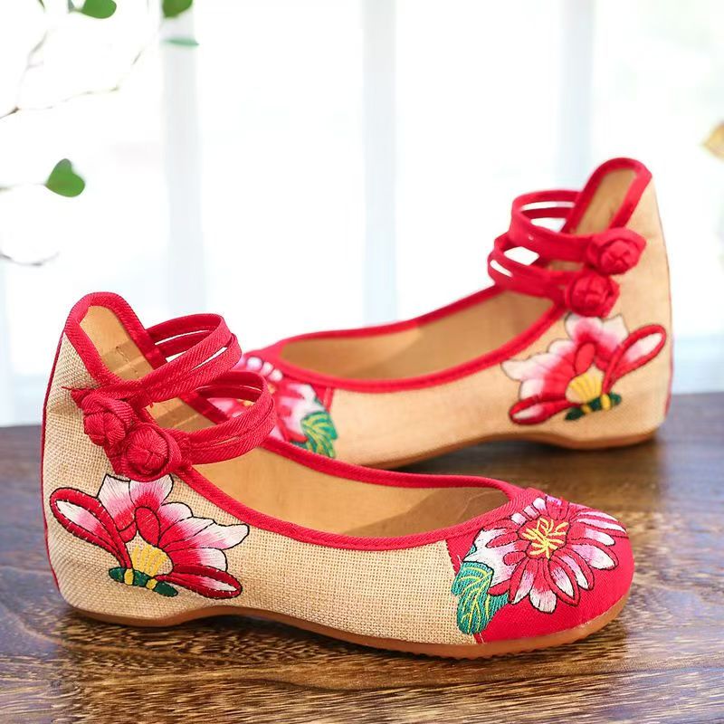 Woman Wedges Embroidered Cloth - Embroidery Canvas avis et prix